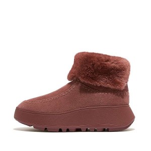 FitFlop F-Mode Double Faced Shearling Women's Flatform Boots Brown | 156WSNPHR