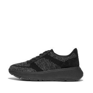 FitFlop F-Mode E01 Knit Flatform Women's Sneakers Black | 043CXGKTS