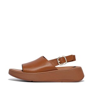 FitFlop F-Mode Leather Flatform Back-Strap Women's Sandals Light Brown | 329VWNRPF