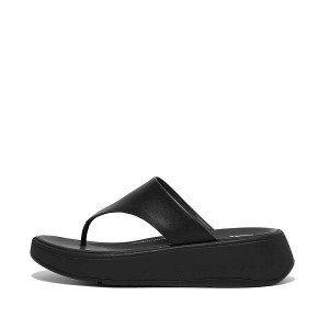 FitFlop F-Mode Leather Flatform Toe-Post Women's Sandals Black | 930LHXISA