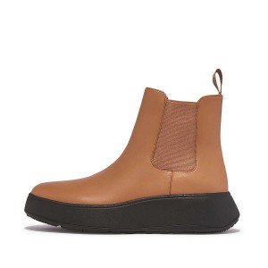 FitFlop F-Mode Leather Flatform Women's Chelsea Boots Brown | 604ZQXKEC