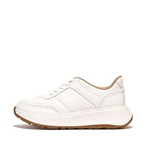 FitFlop F-Mode Leather Flatform Women's Sneakers White | 310PUHMXA