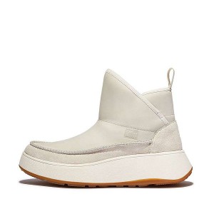 FitFlop F-Mode Nubuck-Mix Flatform Bootie Women's Sneakers Cream | 508TSCYFL