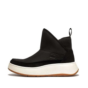 FitFlop F-Mode Nubuck-Mix Flatform Bootie Women's Sneakers Black | 593HSWZAC