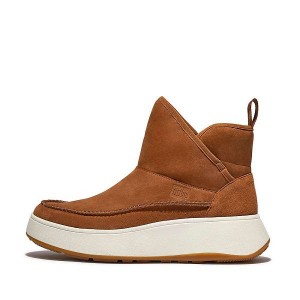 FitFlop F-Mode Nubuck-Mix Flatform Bootie Women's Sneakers Light Brown | 657GERVZF