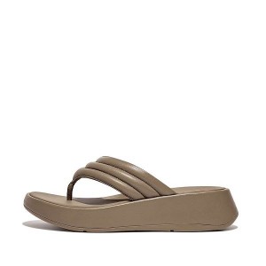 FitFlop F-Mode Padded Leather Flatform Toe-Post Women's Sandals Grey | 508WCSXFH