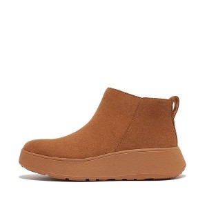 FitFlop F-Mode Suede Flatform Zip Women's Ankle Boots Light Brown | 168NIECDV