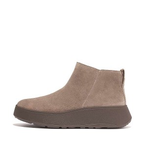 FitFlop F-Mode Suede Flatform Zip Women's Ankle Boots Grey | 983KWZMDB