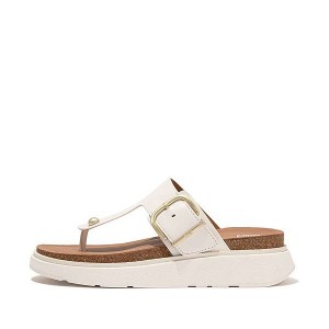 FitFlop Gen-Ff Buckle Leather Toe-Post Women's Sandals White | 847IJUHXV