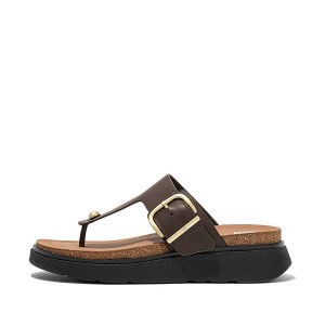 FitFlop Gen-Ff Buckle Leather Toe-Post Women's Sandals Brown | 195NAJESW