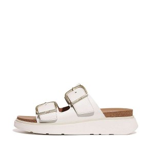 FitFlop Gen-Ff Buckle Two Bar Leather Women's Slides White | 598YGPKDH