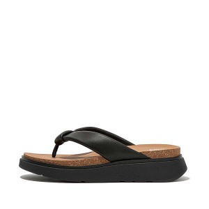 FitFlop Gen-Ff Padded Strap Leather Toe-Post Women's Sandals Black | 281ZRPLNG