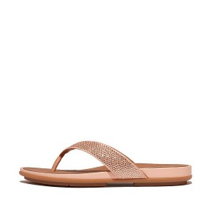 FitFlop Gracie Crystal Women's Flip Flops Brown / Beige | 142SDCFVL