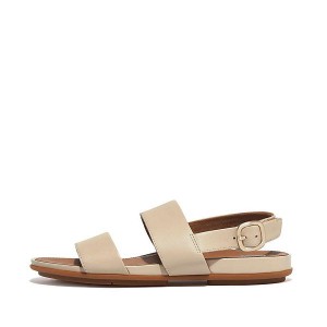 FitFlop Gracie Leather Back-Strap Women's Sandals Grey / Beige | 713JUWCKN