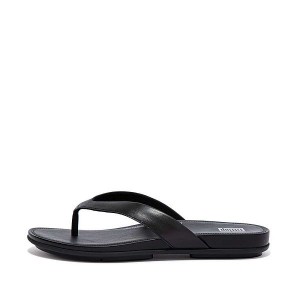 FitFlop Gracie Leather Women's Flip Flops Black | 731SLFURC