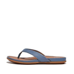 FitFlop Gracie Leather Women's Flip Flops Blue | 816HKXTRQ