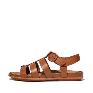 FitFlop Gracie Matt Buckle Leather Fisherman Women's Sandals Light Brown | 289OKBFXI