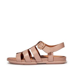 FitFlop Gracie Matt Buckle Leather Fisherman Women's Sandals Beige | 134CVKZSY