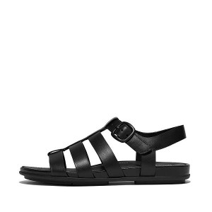 FitFlop Gracie Matt Buckle Leather Fisherman Women's Sandals Black | 825REGFBU