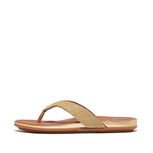 FitFlop Gracie Shimmerlux Women's Flip Flops Brown / Gold | 451PFHKVN