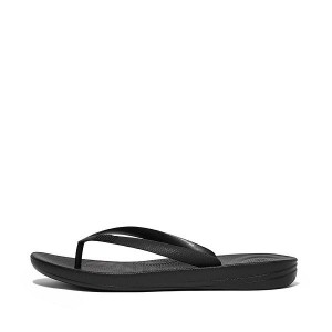 FitFlop Iqushion Ergonomic Men's Flip Flops Black | 504GTIZRU