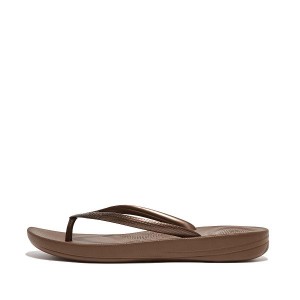 FitFlop Iqushion Ergonomic Women's Flip Flops Brown | 028NCQVJM