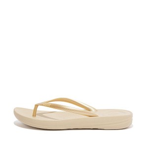 FitFlop Iqushion Ergonomic Women's Flip Flops Gold | 830NWOGKJ