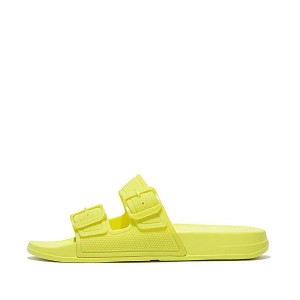 FitFlop Iqushion Glow In The Dark Two Bar Buckle Women's Slides Light Green | 460LTFDIJ