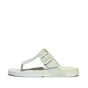 FitFlop Iqushion Iridescent Adjustable Buckle Women's Flip Flops Blue | 257RLVUXB