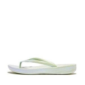 FitFlop Iqushion Iridescent Ergonomic Women's Flip Flops Blue | 719PJYAXV