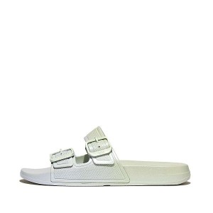 FitFlop Iqushion Iridescent Two Bar Buckle Sliders Women's Slides Blue | 754RAMTXQ