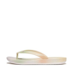 FitFlop Iqushion Junior Iridescent Ergonomic Kids' Flip Flops White | 456PSGELY