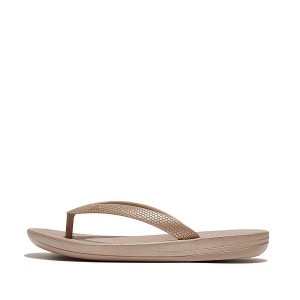 FitFlop Iqushion Junior Shimmer Ergonomic Kids' Flip Flops Rose Gold | 958FGESDA