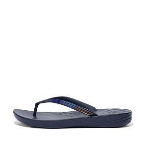 FitFlop Iqushion Ombre Sparkle Women's Flip Flops Navy | 374FRTWYO