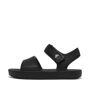 FitFlop Iqushion Toddler Ergonomic Back-Strap Kids' Sandals Black | 496FTCVQY