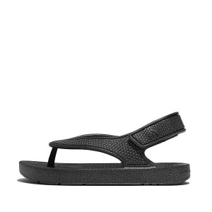 FitFlop Iqushion Toddler Shimmer Ergonomic Back-Strap Kids' Flip Flops Black | 813VODQXB