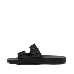 FitFlop Iqushion Two Bar Buckle Men's Slides Black | 158HAVJCR