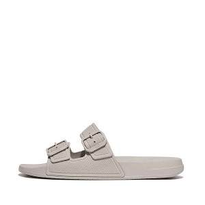 FitFlop Iqushion Two Bar Buckle Men's Slides Grey | 680JAVBTL