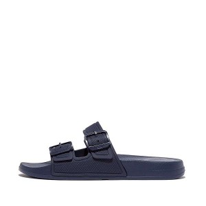 FitFlop Iqushion Two Bar Buckle Women's Slides Navy | 742NTCPBD