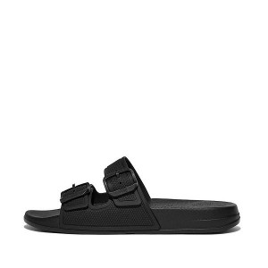 FitFlop Iqushion Two Bar Buckle Women's Slides Black | 612POFLYD