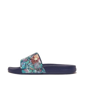 FitFlop Iqushion X Jim Thompson Limited Edition Women's Slides Blue | 643DNMBJK