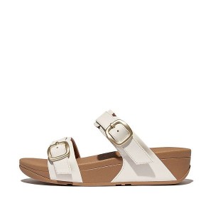 FitFlop Lulu Adjustable Buckle Leather Women's Slides White | 374PFICZX