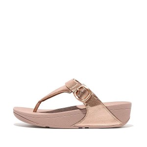 FitFlop Lulu Adjustable Leather Toe-Posts Women's Sandals Rose Gold | 527GMVJCN