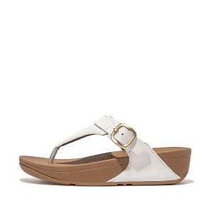 FitFlop Lulu Adjustable Leather Toe-Posts Women's Sandals White | 291NYARUD