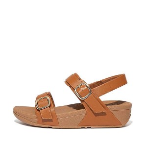 FitFlop Lulu Adjustable Leather Women's Sandals Light Brown | 609PJGKLX