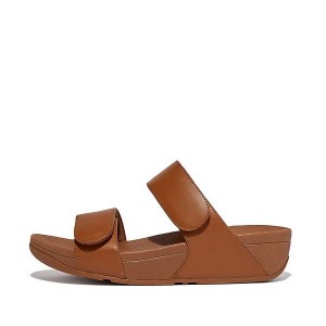 FitFlop Lulu Adjustable Leather Women's Slides Light Brown | 980FRSCBE