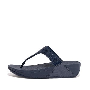 FitFlop Lulu Crystal Toe-Post Women's Sandals Navy | 102FGYMCS