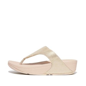 FitFlop Lulu Glitz Canvas Toe-Post Women's Sandals Beige / Silver | 946JDBVTW