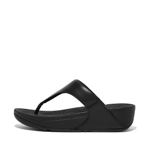 FitFlop Lulu Leather Toe-Post Women's Sandals Black | 958VHWSGT