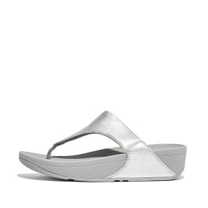 FitFlop Lulu Leather Toe-Post Women's Sandals Silver | 702FMKJYV